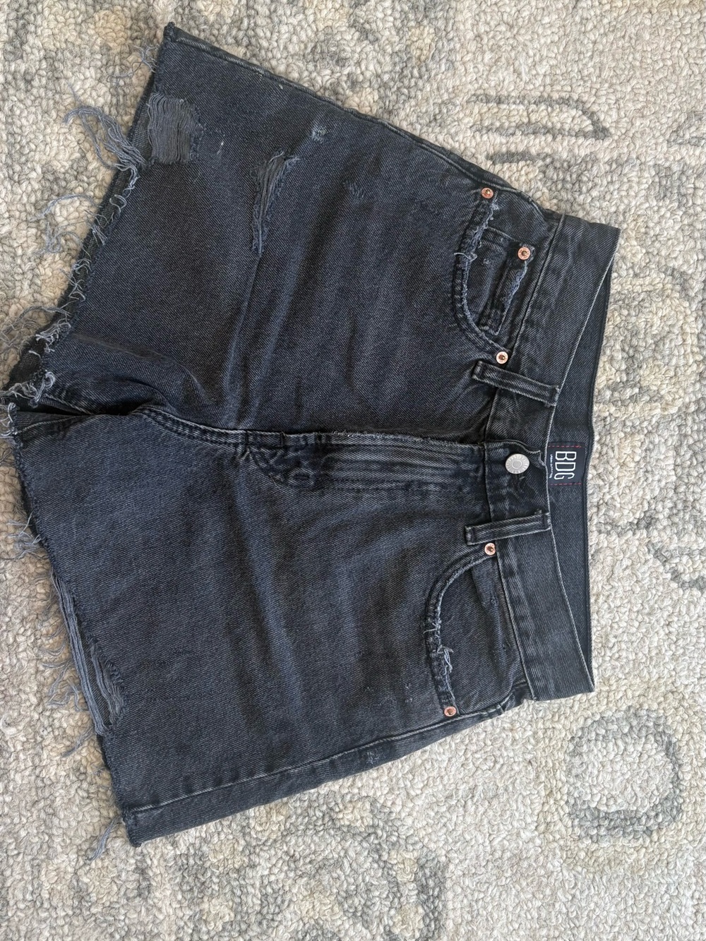 BDG Black High-Rise Distressed Denim Shorts